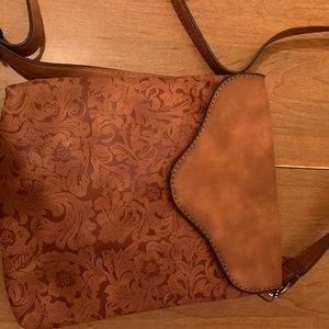 Leather small shoulder bag 7 3/4” wide and 9” in length